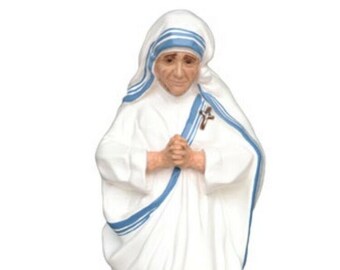 Statue of Saint Mother Teresa of Calcutta cm 60 (23.62 inches) hand-decorated resin, painted or glass eyes, Italian artisan production