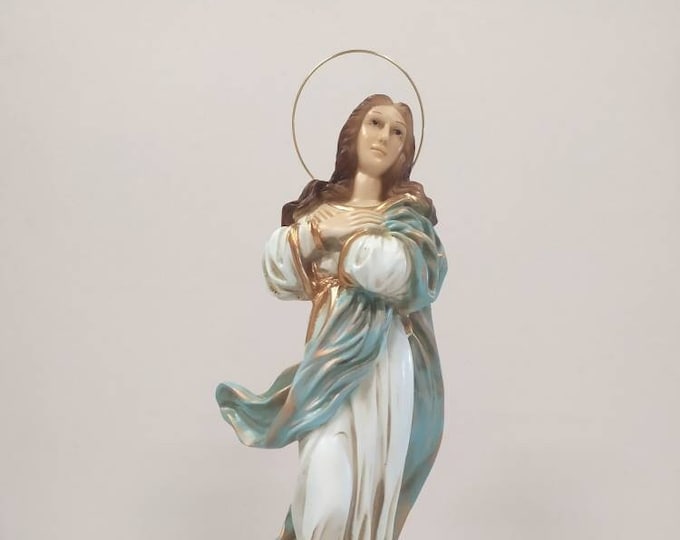 Statue of the Immaculate Conception of the Madonna, cm 39 (15,35 inches) made of resin, hand-decorated, handcrafted production