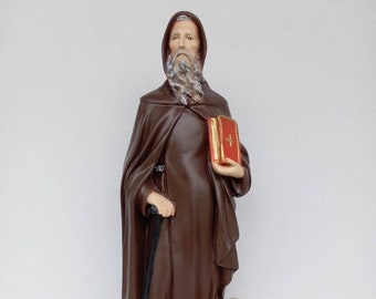 Statue of Saint Anthony the Abbot 40 cm (15.74 inches) in marble resin hand decorated, Italian artisan production