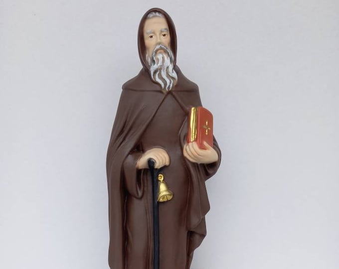 Statue of Sant' Antonio Abate cm 32 ( 12,59 inches) in hand-decorated resin marble of Italian craftsmanship