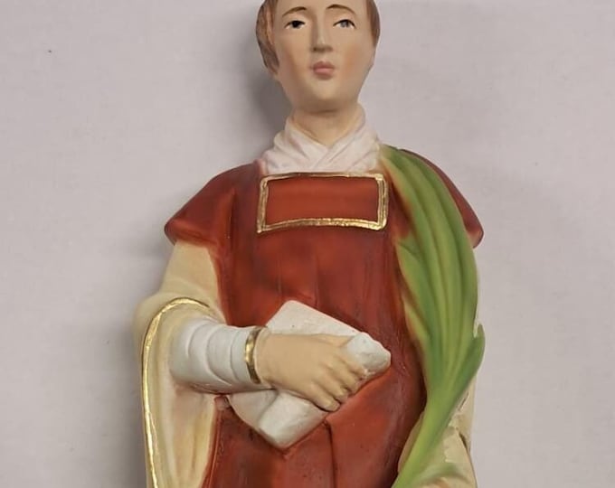 Statue of San Lorenzo cm 30 (11.81 inches) in hand-decorated resin, Italian artisan production