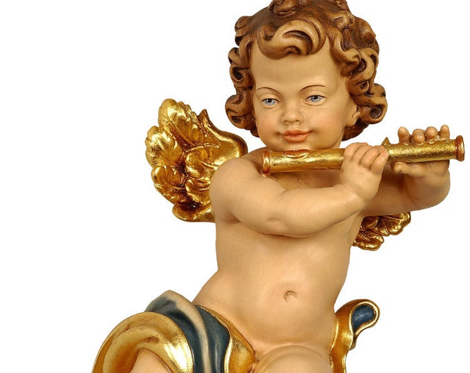 Angel to hang carved in Valgardena wood and hand decorated with Italian craftsmanship