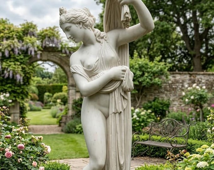 Classical sculpture "Aphrodite Callipige" made of alabaster powder, marble base, 130 cm (51.18 inch) Made in Italy