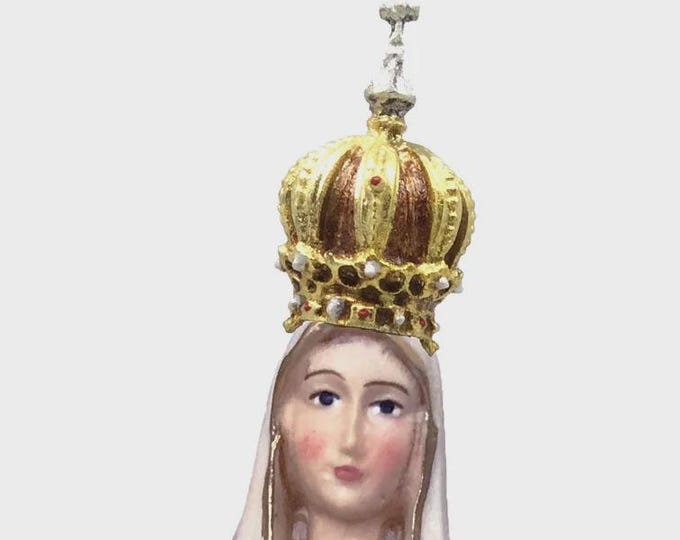 Statue of Our Lady of Fatima with crown carved in Valgardena wood, hand-decorated, Italian artisan production, various sizes