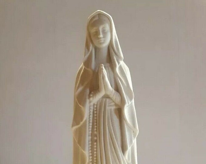 Madonna Lourdes statue cm 31 (12.20 inches) in white resin marble, handcrafted in Italy