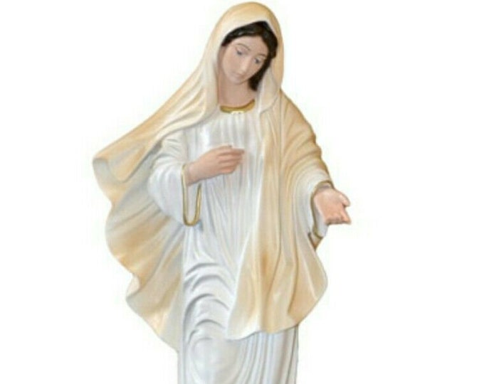 Statue of Our Lady of Medjugorje cm 40 (15.74 inches) in hand-decorated resin, Italian artisan production