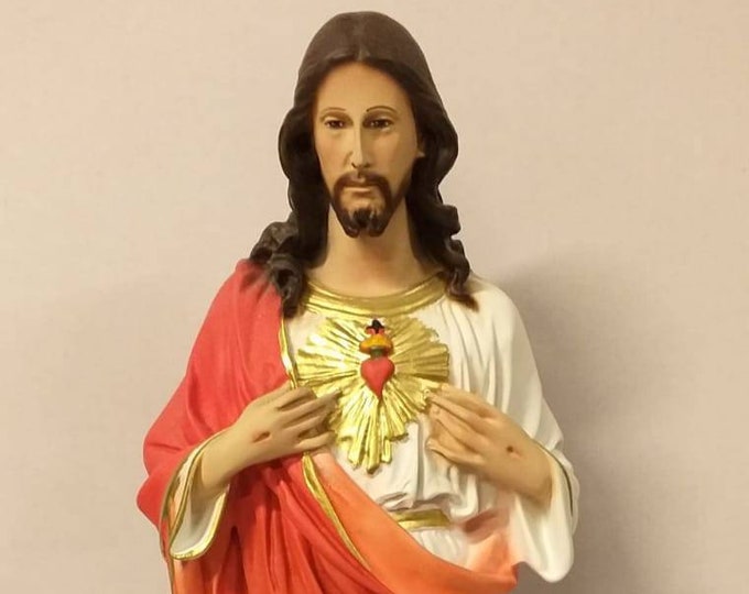 Statue of Jesus Sacred Heart cm 50 (19.68 inches) in hand-decorated resin of Italian craftsmanship