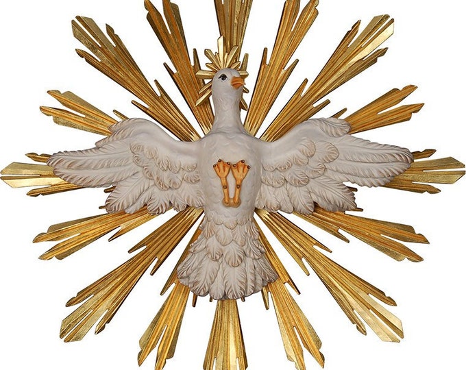 Sculpture statue of the Holy Spirit carved in Valgardena wood and decorated by hand, of Italian artisan production