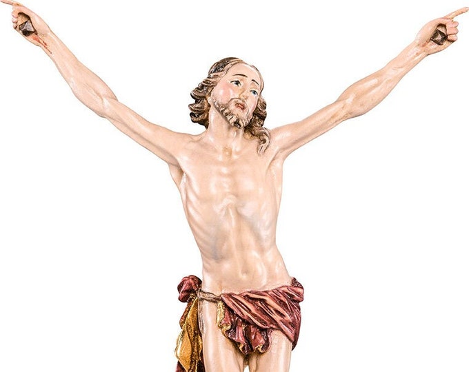 Statue of Jesus Christ, Christ of the Passion, carved in wood from Valgardena and decorated by hand of Italian artisan production