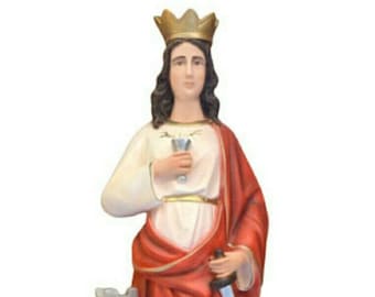 Saint Barbara statue cm 60 (23,62 inches) in hand decorated resin, painted or glass eyes, of Italian artisanal production