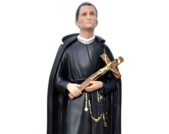 Statue of Saint Gerard cm 60 (23.62 inches) in marble resin decorated by hand, painted or glass eyes, handcrafted in Italy