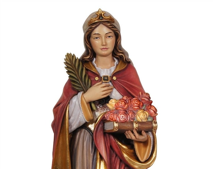 Statue of Santa Dorotea carved in wood from Valgardena and decorated by hand of Italian artisan production