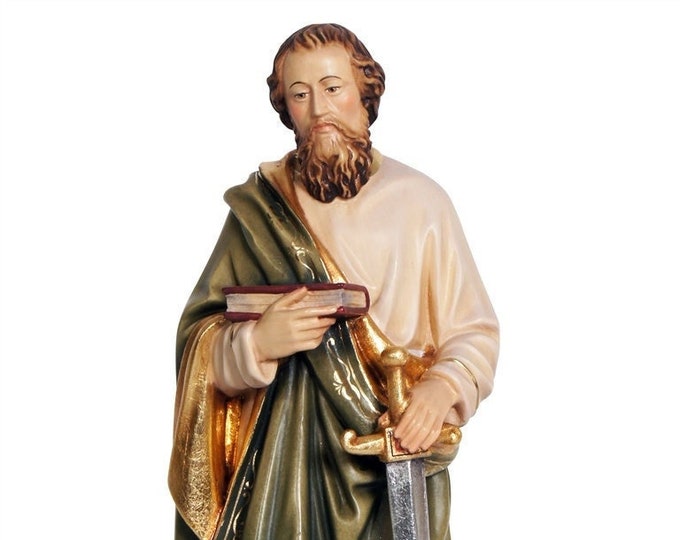 Statue of St. Paul carved in Val Gardena wood and hand decorated of Italian artisan production