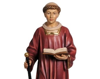 Statue of San Lorenzo, carved in Valgardena wood and hand-decorated, of Italian artisan production