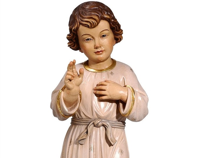 Statue of the Most Holy Name of Jesus carved in Valgardena wood and hand decorated, Italian artisan production