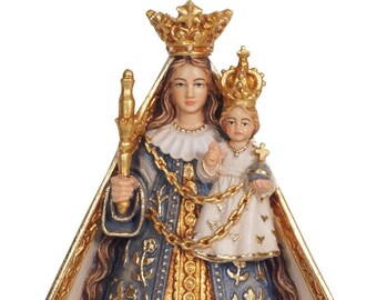 Statue of the Madonna of Kevelaer, carved in Valgardena wood and hand-decorated, of Italian artisan production