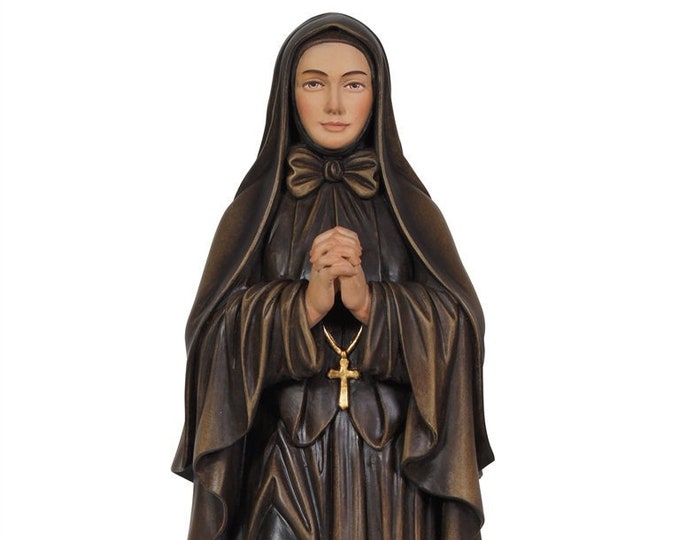 Statue of St. Frances Xavier Cabrini carved in wood from Valgardena and decorated by hand of Italian artisan production