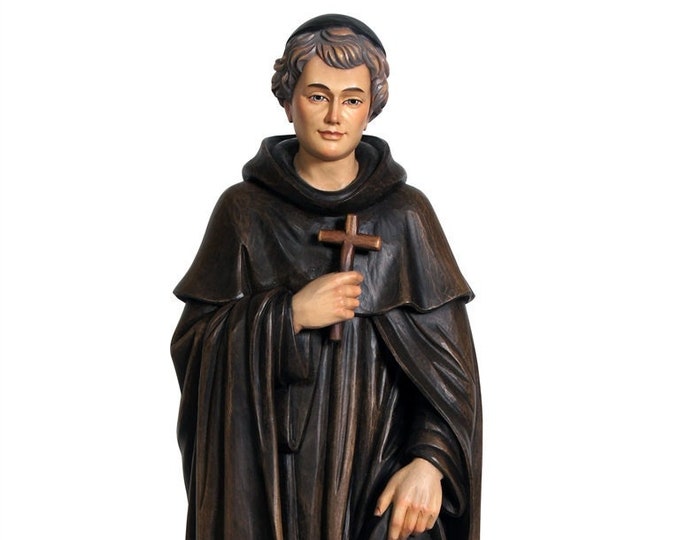 Statue of San Pellegrino carved in wood from Valgardena and decorated by hand of Italian artisan production