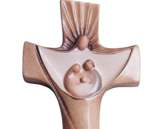 Family crucifix, carved in Valgardena wood and decorated by hand, various sizes, of Italian artisan production