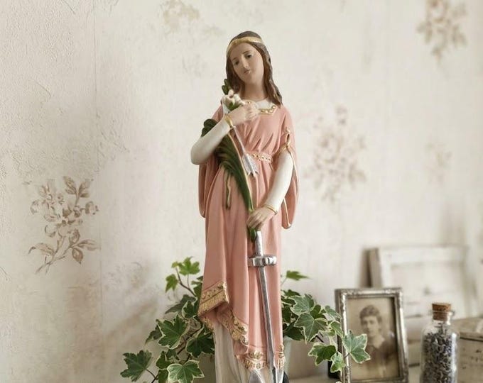 Statue of Saint Philomena 30 cm (11.81 inches) in hand-decorated resin, Italian artisan production