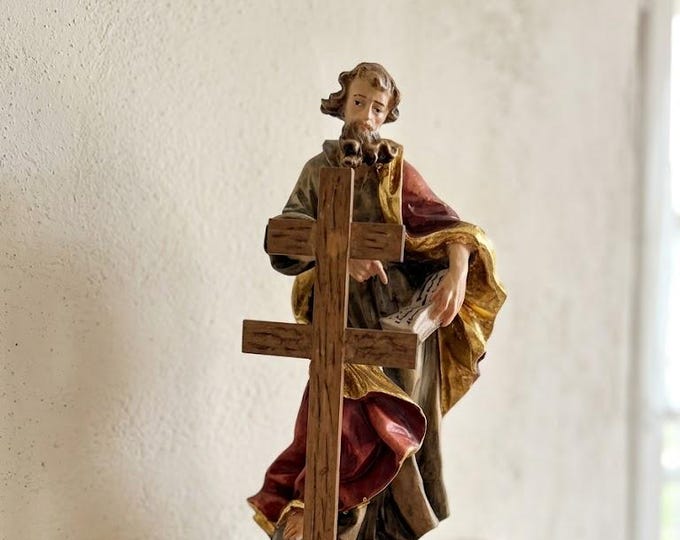 Statue of St. Philip the Apostle carved in Valgardena wood, hand-decorated, Italian artisan production, various sizes
