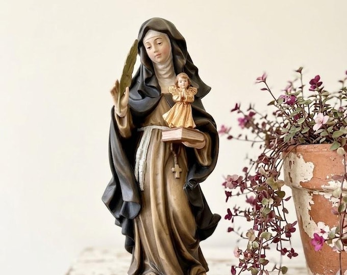 Statue of Saint Francesca Romana carved in Valgardena wood and hand-decorated, Italian artisan production, various sizes