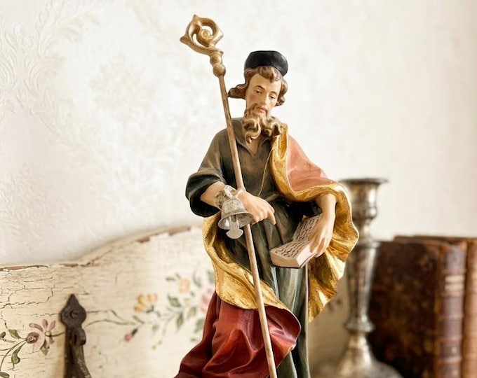 Statue of Saint Gerold carved in Valgardena wood, hand-decorated, Italian artisan production, various sizes