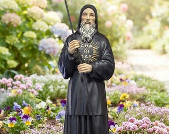 Statue of Saint Francis of Paola 55 cm (21.65 inches) in hand-decorated resin, Italian artisan production
