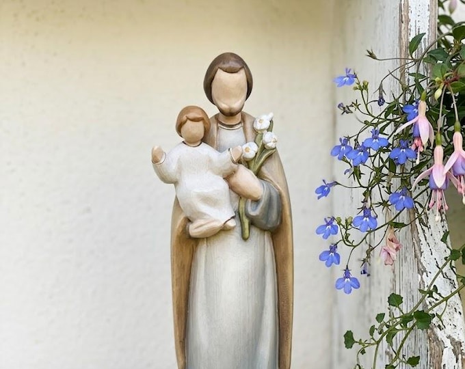 Modern statue of St. Joseph carved in Valgardena wood, hand-decorated, Italian artisan production, various sizes