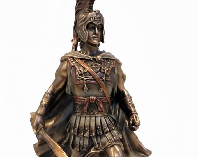 Classical sculpture of Alexander the Great, 26 cm (10.23 inches) in bronzed resin marble, handcrafted, made in Italy
