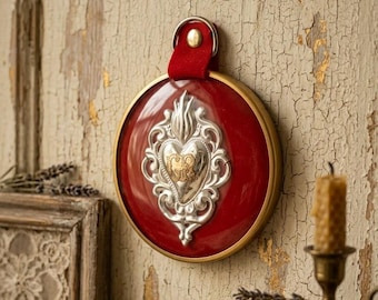 Votive heart ex voto grace received diameter 10.5 cm (4.13 inches) of Italian artisan production