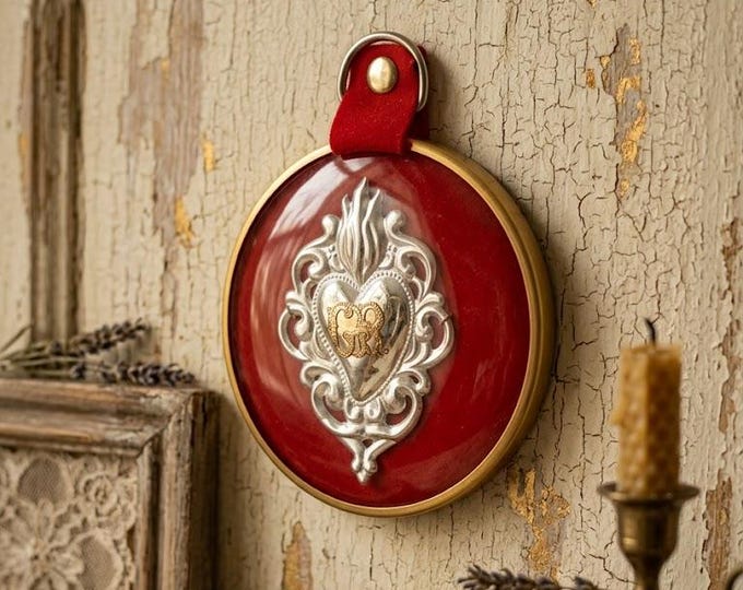 Votive heart ex voto grace received diameter 10.5 cm (4.13 inches) of Italian artisan production