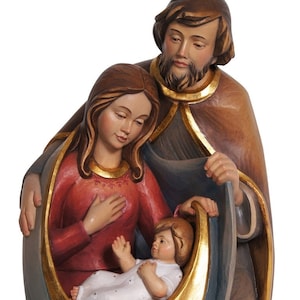 Presepe natività scolpito in legno della Valgardena e decorato a mano, varie misure, produzione artigianale italiana