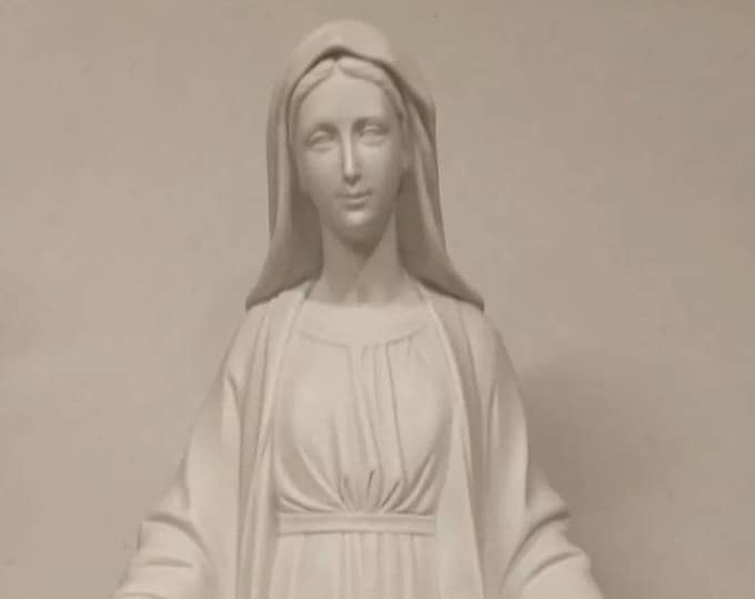 Statue of the Miraculous Madonna cm 60 (23.62 inches) in white resin marble, handcrafted in Italy