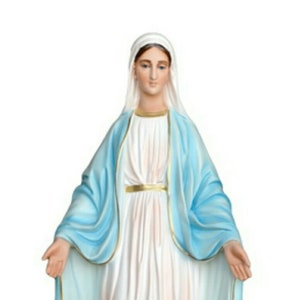 Statue of the Miraculous Madonna 72 cm (28.34 inches) in hand-decorated resin with glass eyes, Italian artisan production