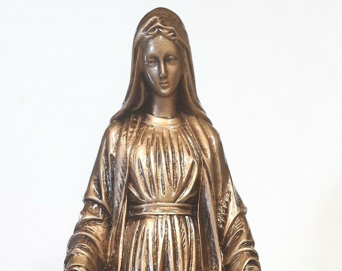 Statue of the Miraculous Madonna cm 57 (22.44 inches) in marble resin bronze decoration handcrafted in Italy