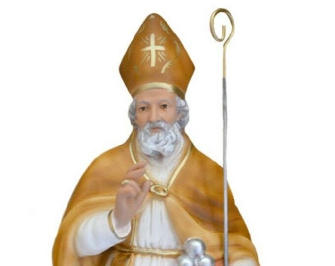 Bust statue of St. Nicholas cm 30 (11.81 inches) in hand-decorated resin of Italian craftsmanship