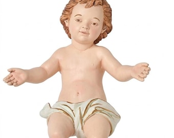 Baby Jesus statue in resin 40 cm (15.74 inches), finely hand-decorated, artisanal production, ideal for both indoor and outdoor use
