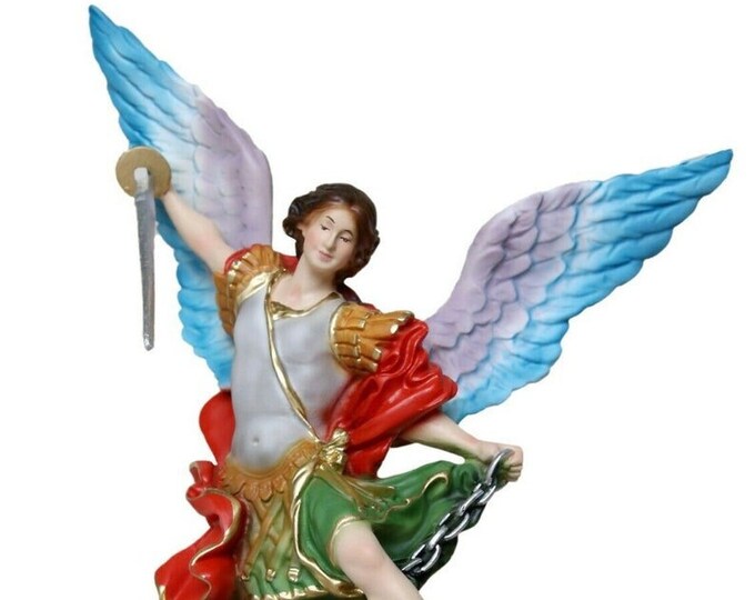 Statue of Saint Michael the Archangel 20 cm (7.87 inches) in hand-decorated resin, Italian artisan production