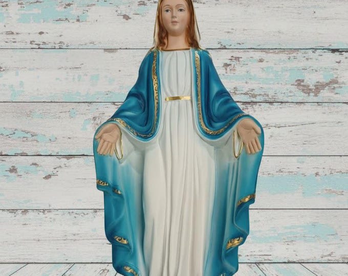 Statue of the Miraculous Madonna 40 cm (15.74 inches) in full resin marble decorated by hand, Italian artisan production