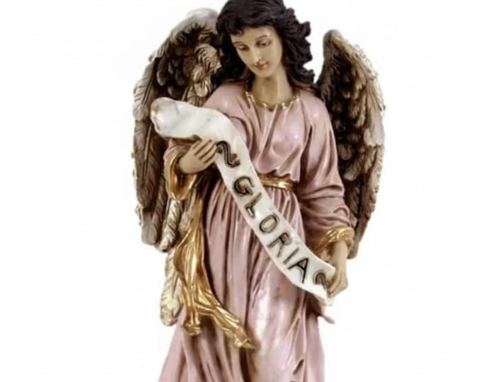 Guardian Angel statue 40 x 13 cm (15.74 x 5.11 inches) made of marble resin, hand decorated, artisanal production