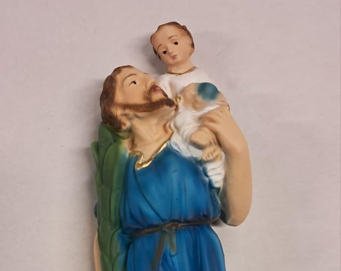 Statue of Saint Christopher 20 cm (7.87 inches) in hand-decorated full resin marble, Italian artisan production