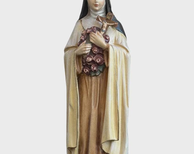 Statue of Saint Teresa of Lisieux carved in Valgardena wood, hand-decorated, Italian artisan production, various sizes