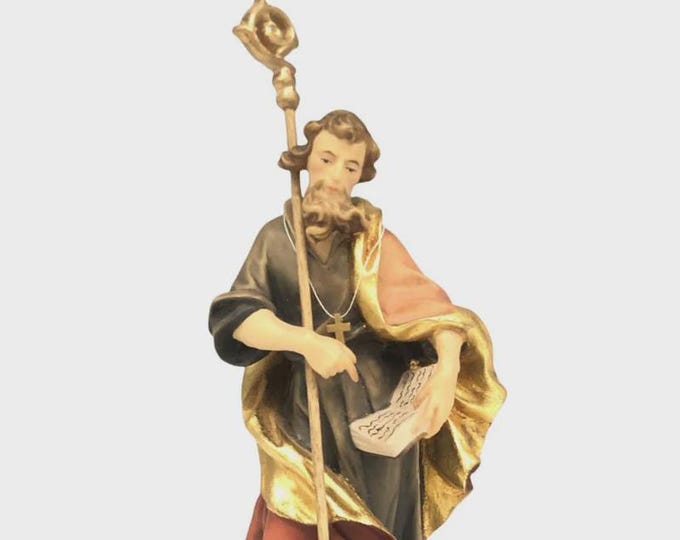 Statue of Saint Francis of Paola carved in Valgardena wood, hand-decorated, Italian artisan production, various sizes