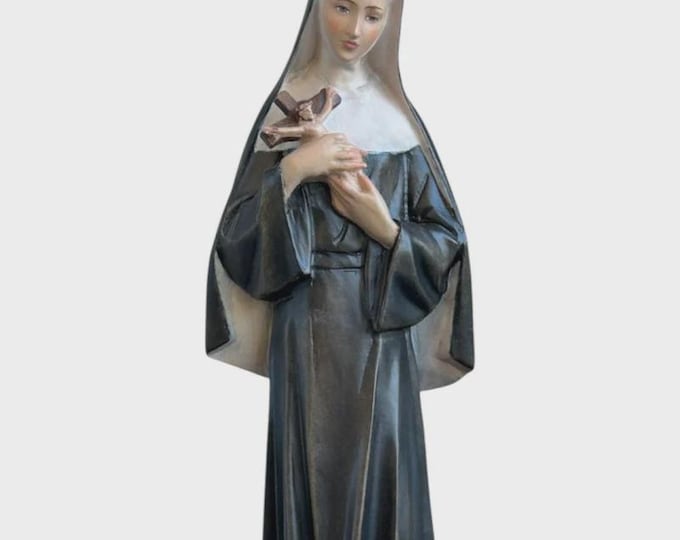 Statue of Saint Rita of Cascia carved in Valgardena wood, hand-decorated, Italian artisan production, various sizes
