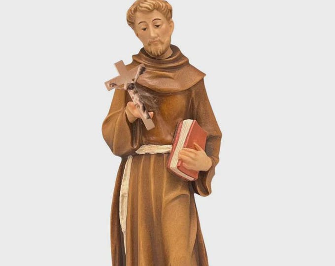 Statue of Saint Corrado of Ascoli Piceno carved in Valgardena wood, hand-decorated, Italian artisan production, various sizes