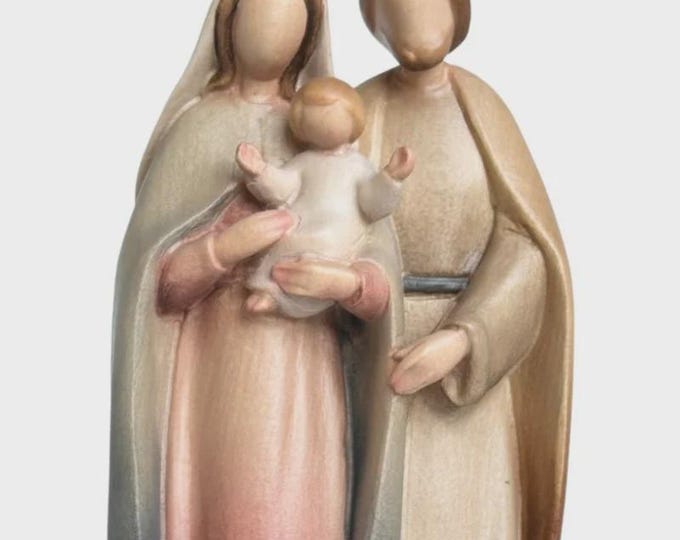 Presepe, Sacra Famiglia, Natività moderna, scolpito in legno della Valgardena, varie misure disponibili, produzione artigianale italiana