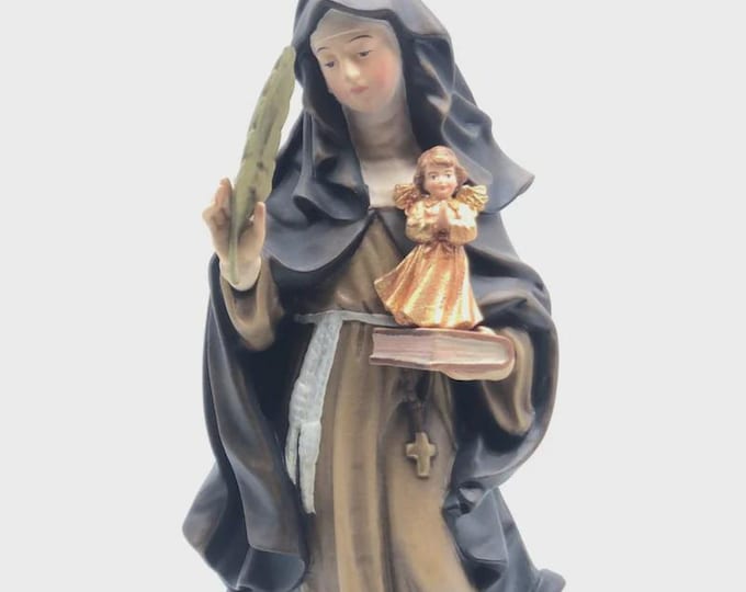 Statue of Saint Francesca Romana carved in Valgardena wood and hand-decorated, Italian artisan production, various sizes
