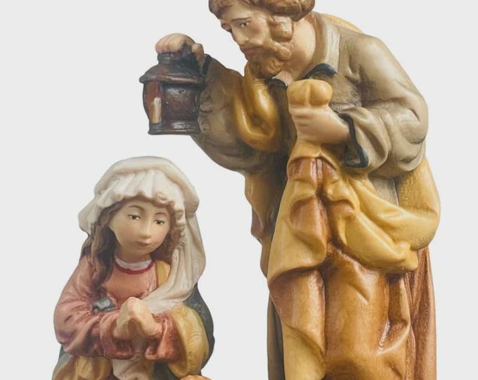 Presepe in blocco Sacra Famiglia classica , scolpito in legno della Valgardena, varie misure disponibili, produzione artigianale italiana