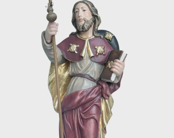 Statue of Saint James of Compostela carved in Valgardena wood, hand-decorated, Italian artisan production, various sizes